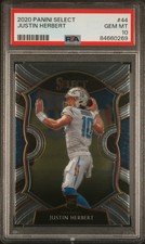 2020 Panini Select Justin Herbert #44 PSA 10 ROOKIE CARD GEM MINT. rookie card picture
