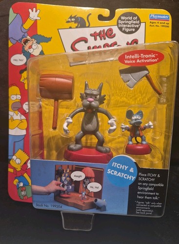 The Simpsons Itchy & Scratchy Interactive Action Figures NIB Playmates A2