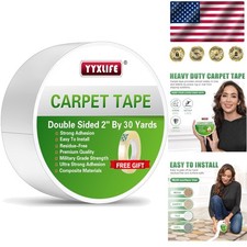 Heavy Duty Double-Sided Carpet Tape - 2 Inch x 30 Yards, Waterproof Removable