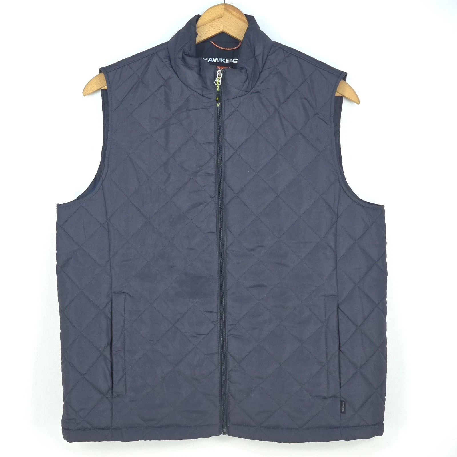 Hawke & Co Quilted Puffer Vest Men's Large Gray Performance Full Zip Cozy Preppy