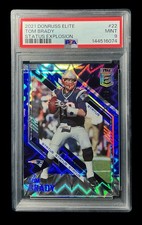 2021 donruss elite #22 tom brady; blue kaboom /275 status explosion holo PSA 9