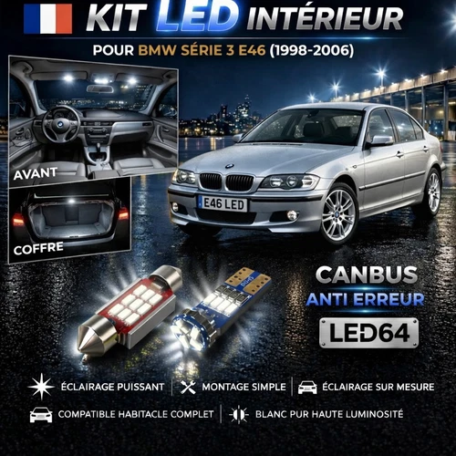 14-Pack LED Bulbs For Interior Lighting White For BMW 3 Series E46