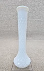 VTG Hoosier Glass 4092 Milk Glass Quilted Diamond Pattern Flower Bud Vase  9"
