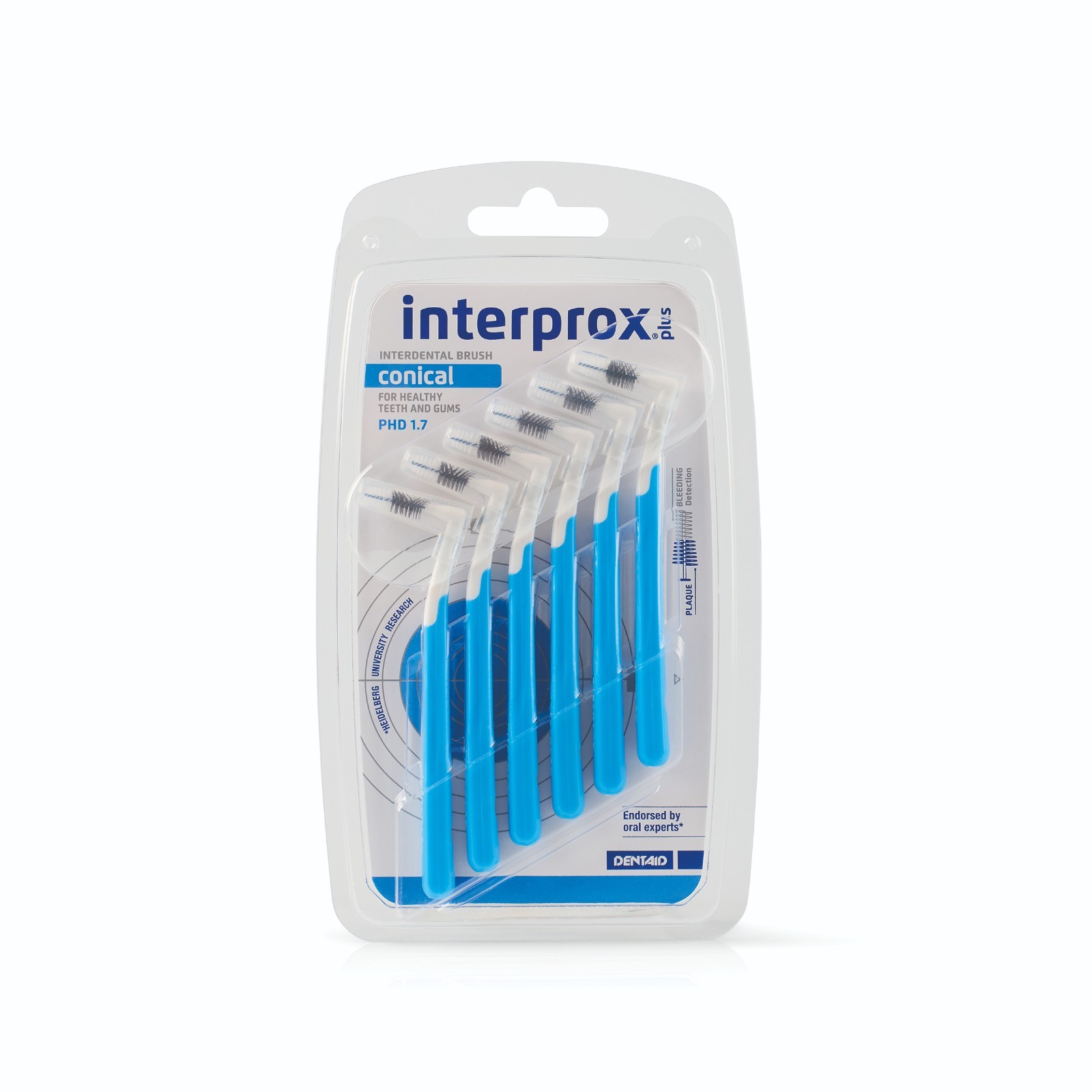Interprox Plus Blue 1.7mm Conical Interdental Brush - Pack of 6 Brushes