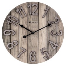 15.5 Brown Farmhouse Style Wood Grain Analog ...