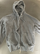 Mens Gray Solid Full Zip Hooded Hoodie Long S...