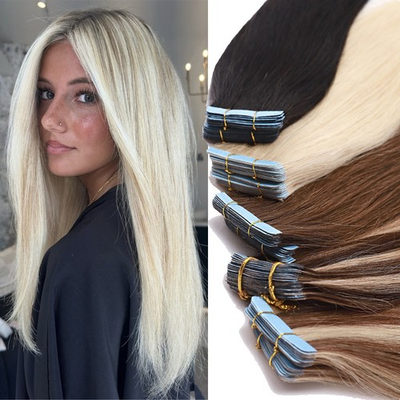 #ad #ad Tape In 100% Real Human Hair Extensions Tape On Skin Weft Full Head Thick 150g $147.50