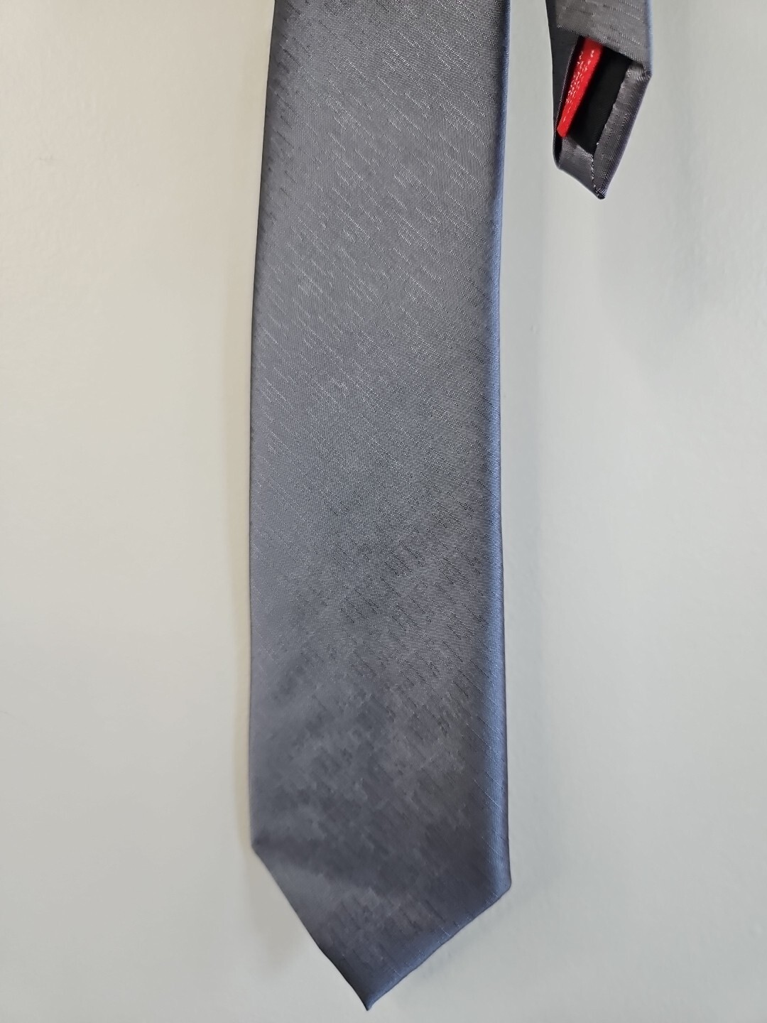 Billy London Gray Solid Pattern Neck Tie, Narrow,… - image 1