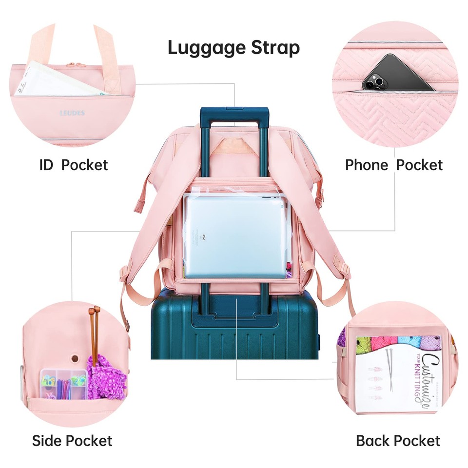 Leudes Knitting Bag Backpack Yarn Storage Organizer Large Crochet Bag Tote Ch... eBay