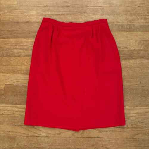 No brand wool blend red midi pencil skirt size 16 b9 - Picture 1 of 3