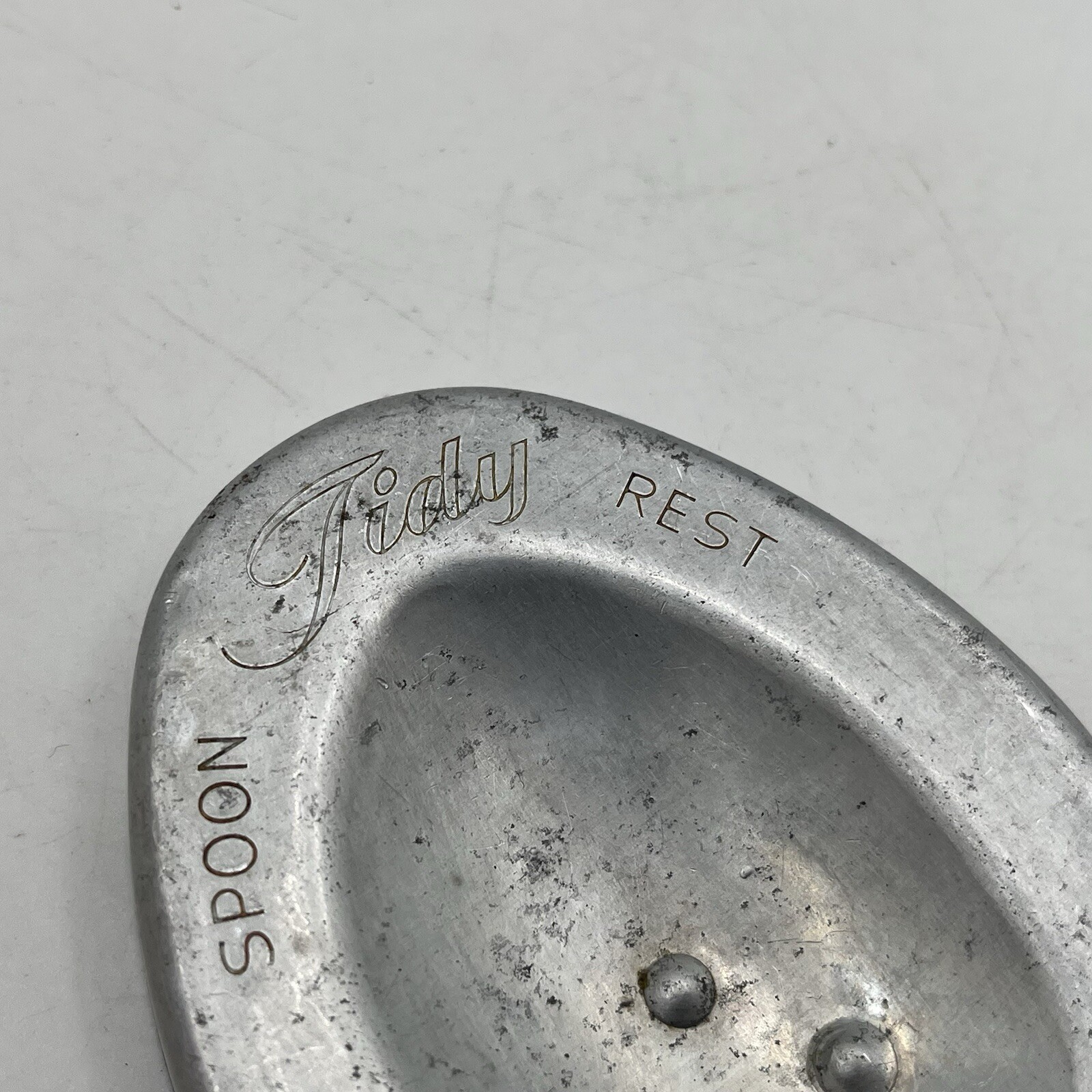 VTG Foley Tidy Kitchen Spoon Rest Aluminum 5-1/4" long MCM Retro Farmhouse Kitch