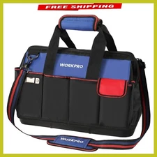18-Inch Waterproof Tool Bag with 20 Pockets and Adjustable Strap for Easy Access