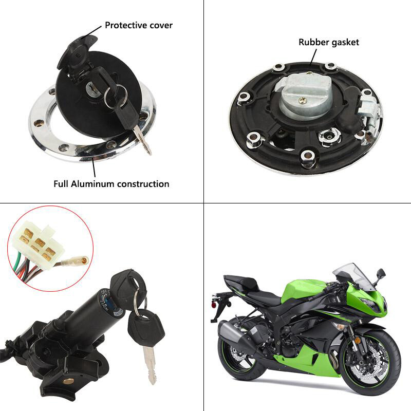 Ignition Switch Lock Fuel Gas Cover Key Set For Kawasaki ZX-9R