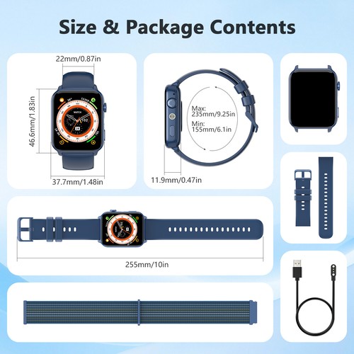 Smartwatch mit Telefonfunktion Fitnessuhr mit SpO2-Überwachung Pulsuhr Schlafmon - Bild 8 von 8
