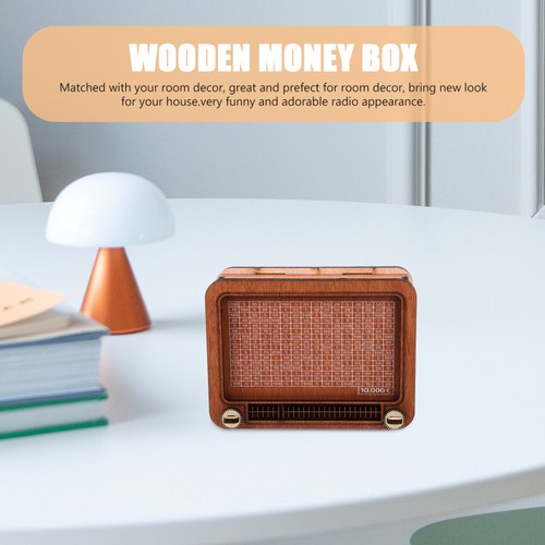 Creative Wood Radio Piggy Bank Unique Radio Shaped Saving Pot for Home - Picture 10 of 12