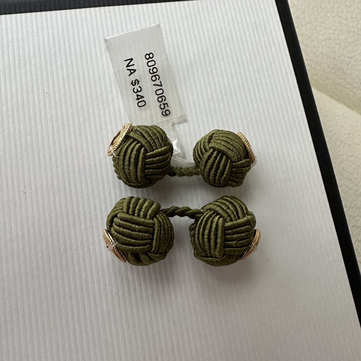 NEW Gucci Interlocking G rope cufflinks Green Gold GG Logo  display picture 1