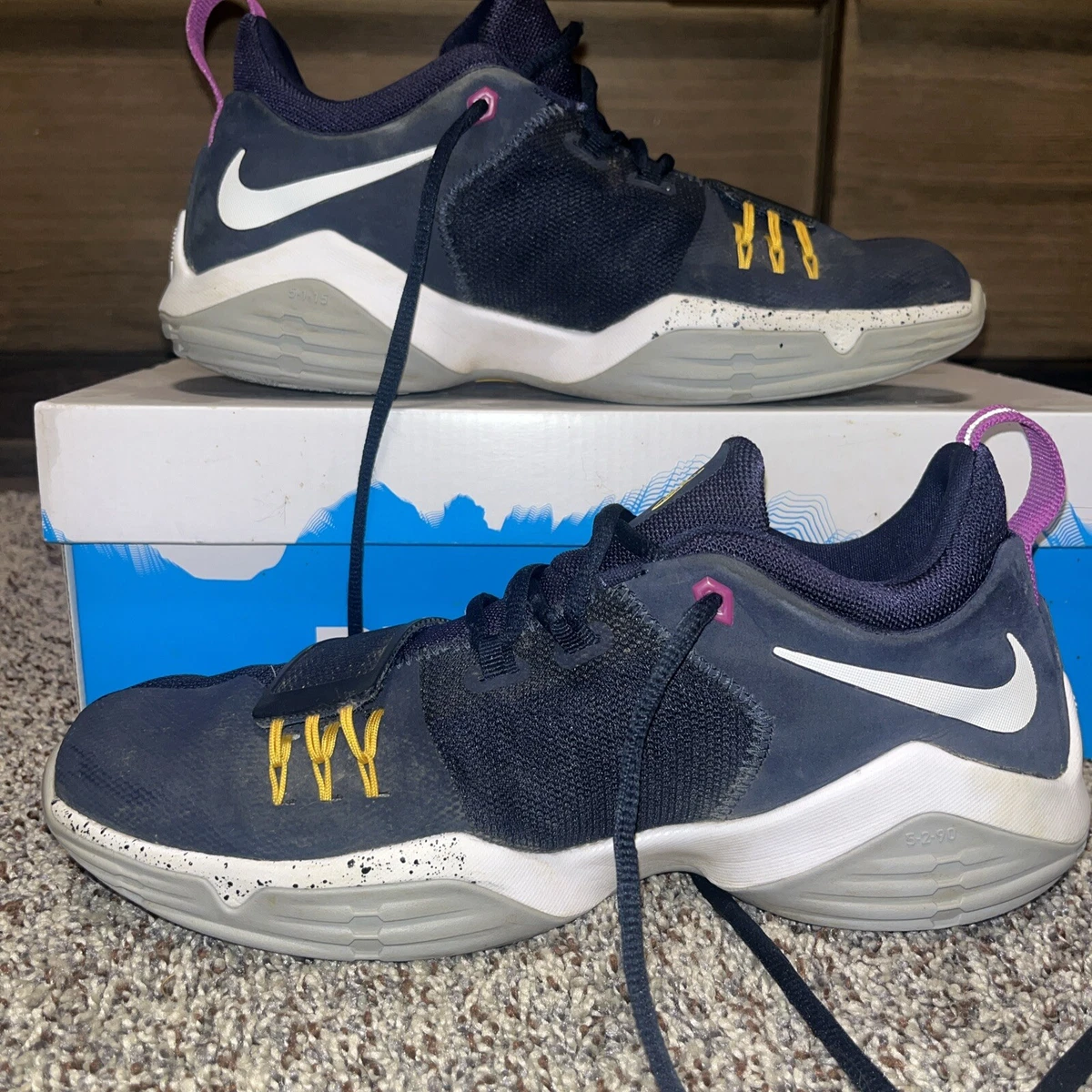 Nike Paul George PG 1 The Bait Obsidian Blue White Gold Pacers 878627-417 Sz15 Nike PG 1 The Bait - 878627-417 for Sale | Authenticity  main image 3