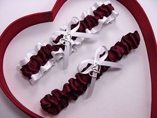 Burgundy White Wedding Garter Prom Homecoming Garter