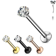 1 pair 2 Titanium Gem Labret Monroe Stud Lip Ring Helix Ear Cartilage