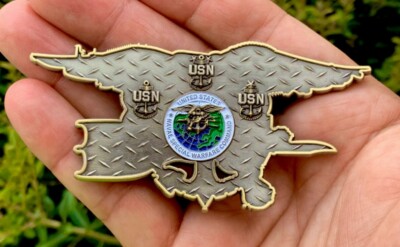 Navy Seals Seal Team NSW Trident Frog Scuba Diver Gun Knife CPO Challenge Coin !