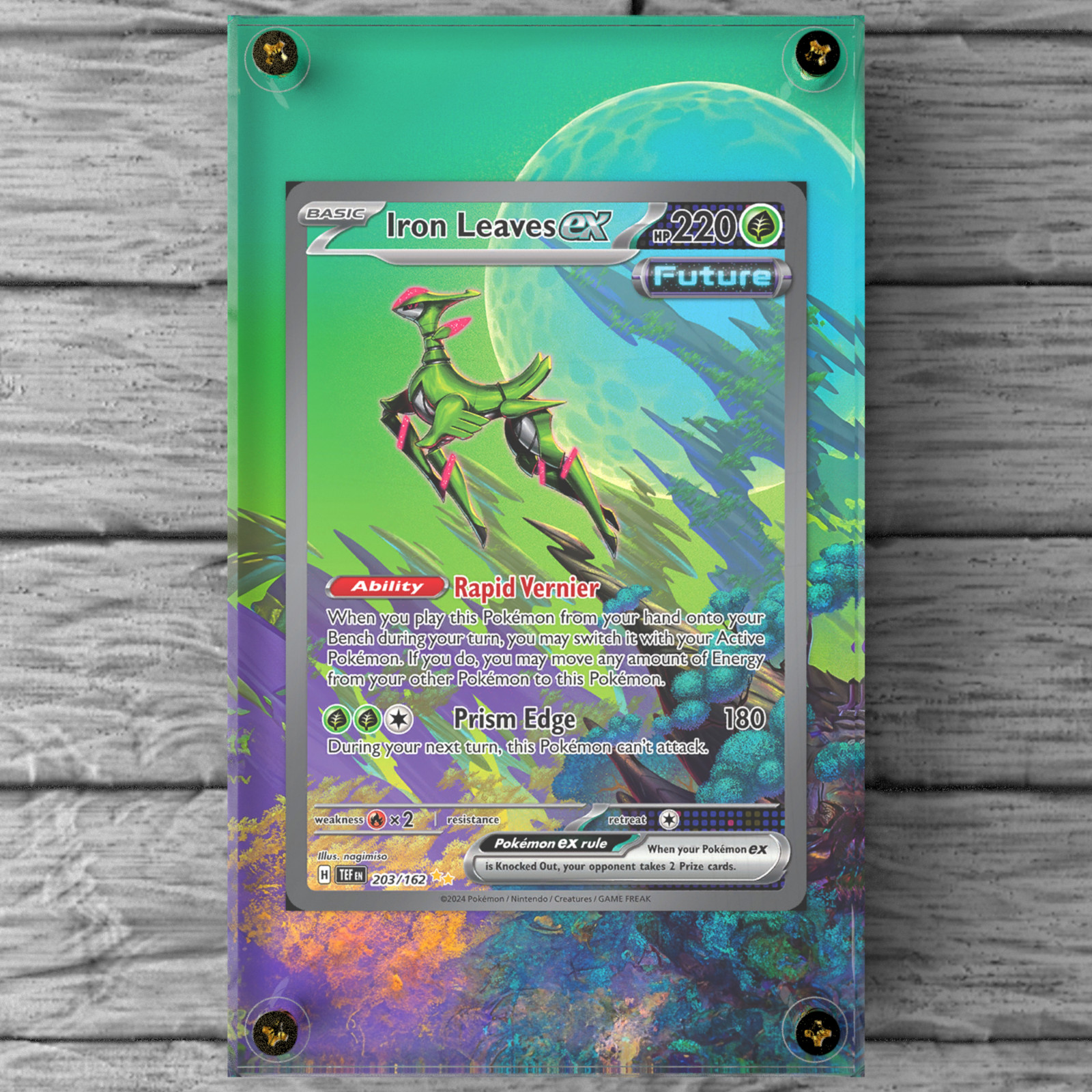 Iron Leaves ex 203/162 Custom Pokemon Extended Display Case (Card not Included)
