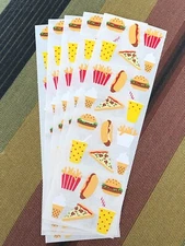 5 Mrs Grossmans Fast Food Stickers  Burger Fries Pizza Soda Ice Cream Ketchup