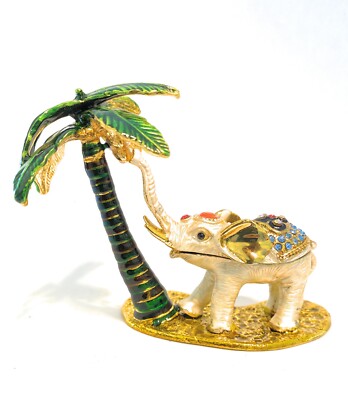 Qufi Elephant trinket box, Elephant Figurine, Elephant Collectibles