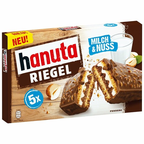 Ferrero Hanuta Riegel 5pcs 172,5g  4.49 oz -Chocolate Bars- Sweets from Germany
