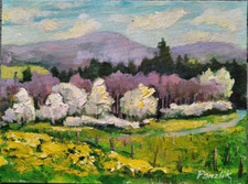 Landscape painting original oil canvas Plen air Colorful wall art Ukraine artist