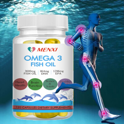 120 Softgels Organic Sea Fish Oil Omega 3 Joint Pain Relief DHA/EPA 3600mg
