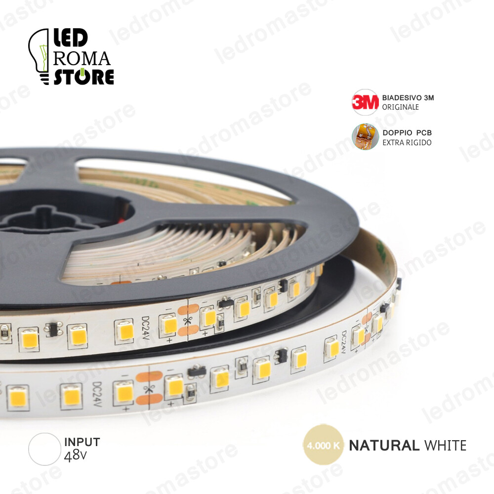 Striscia LED 2835 48V 4000K 5M IP20 Professionale - Luce Naturale 3M