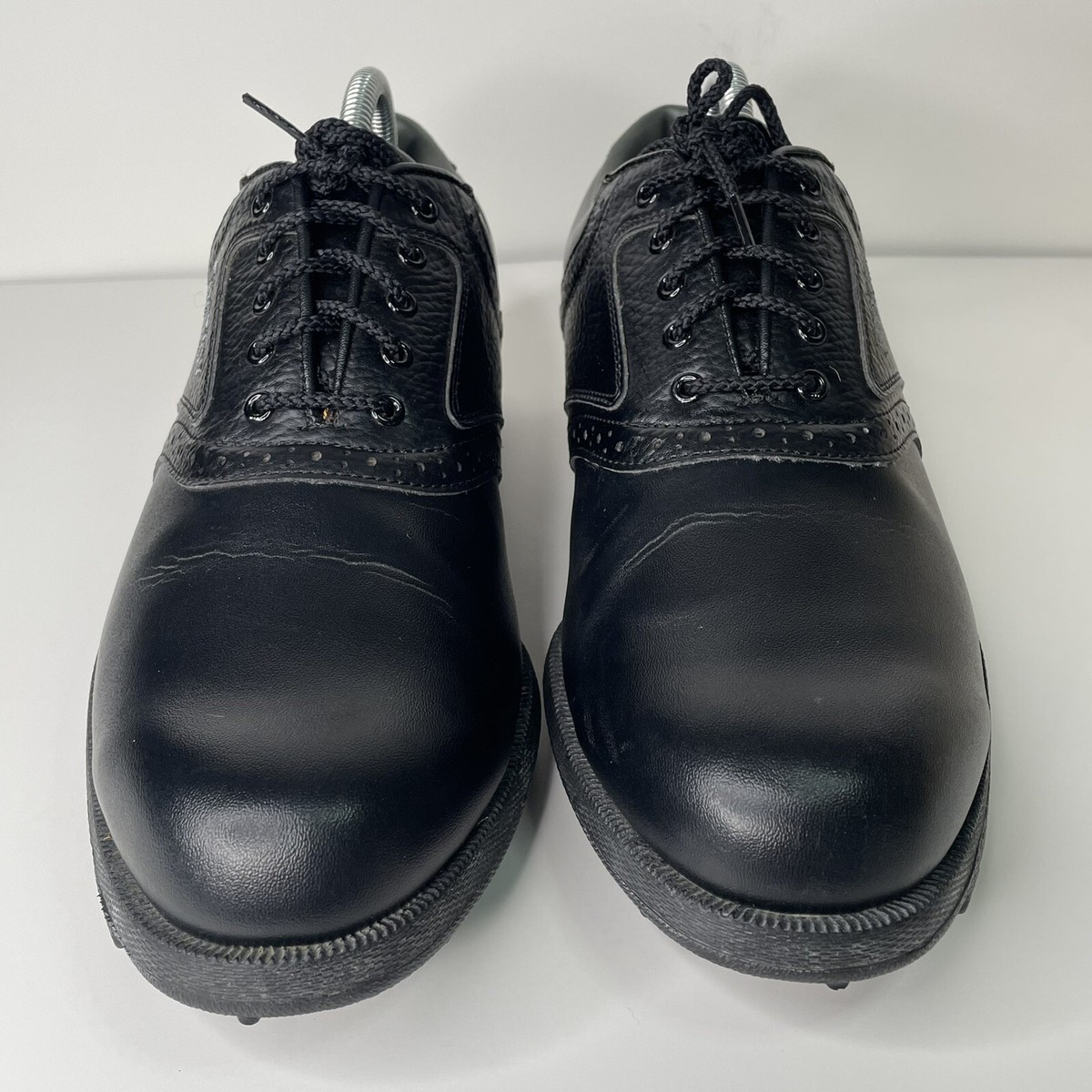 FootJoy GreenJoys Oxford Black Leather Golf Shoes 45534 Men's Size