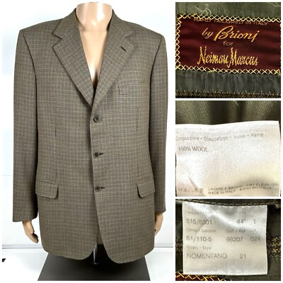 Brioni Nomentano 100% Will Houndstooth Blazer/Jacket Size 44 L Plaid EUC