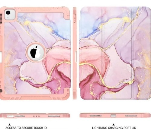 PIXIU Pink Marble Folio Case iPad Pro 11 2020 2021 2022 2018 Air 4th 5th Gen - Picture 9 of 9