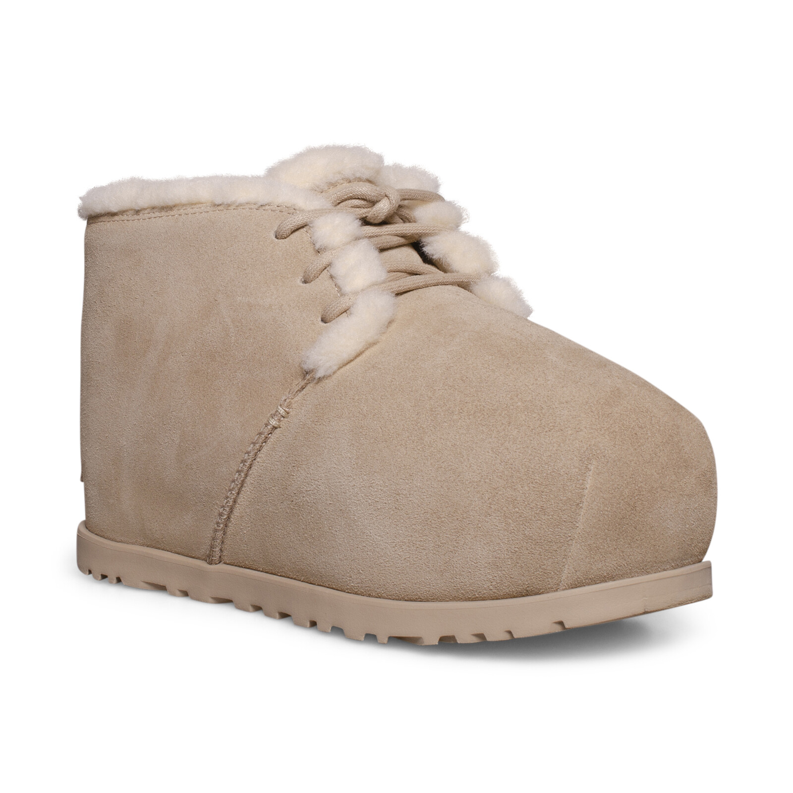 PANTOFOLA D’ORO UGG PANTOFOLE DA DONNA CON LACCI POMPATI SEMI DI SENAPE SCAMOSCIATE COMODE TAGLIA US 7 NUOVE