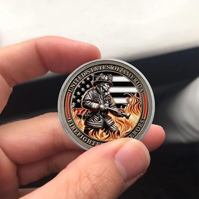 Token Fireman Thin Red Line Coins 5-Piece Firefighter Challenge Coin Collection ...