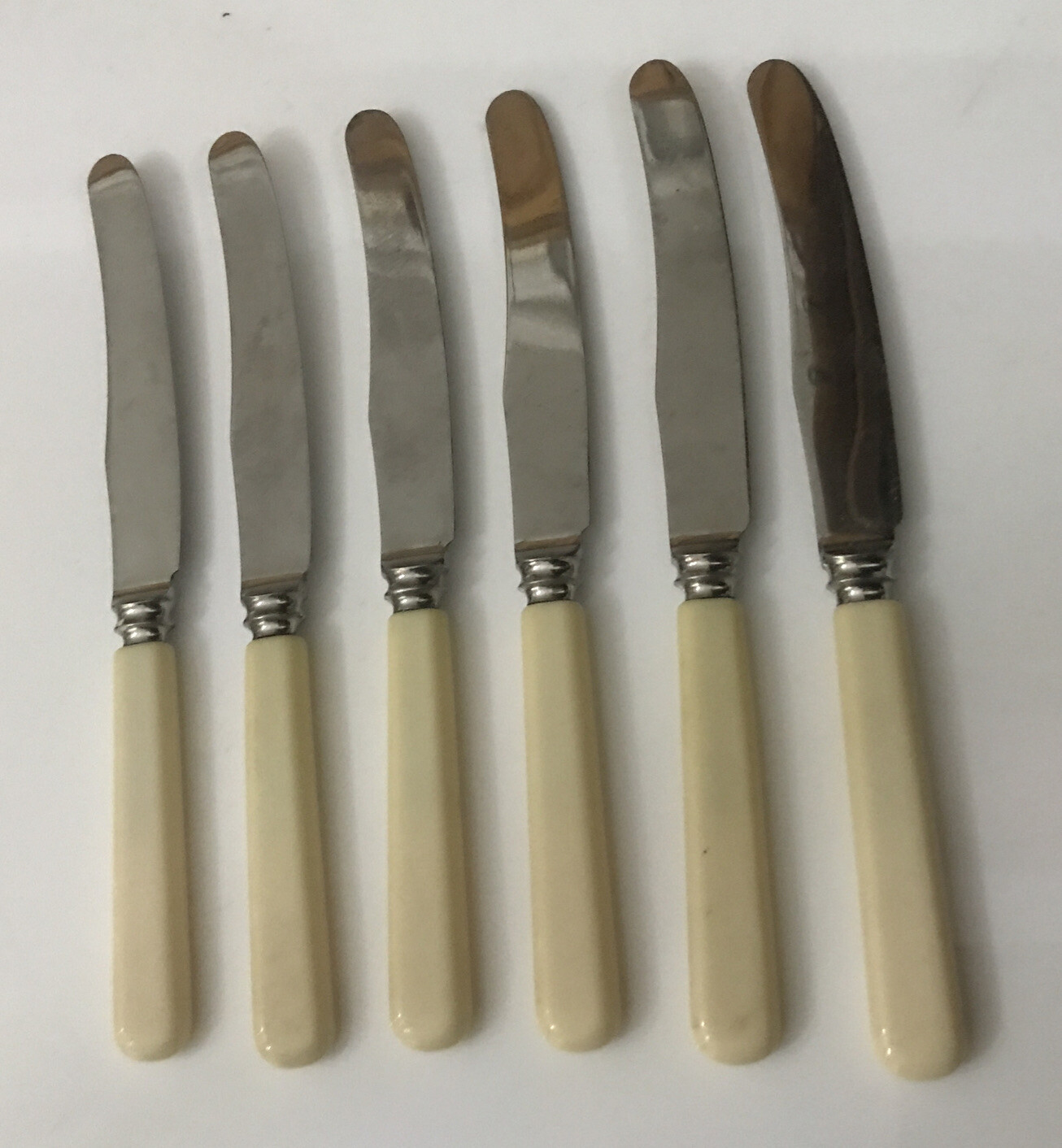 6 Viners Sheffield Stainless Steel 18cm Celluloid Butter Dessert Knives