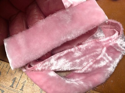 velvet silk trim hand dyed frayed edges ribbon 1 3/16x48'' USA 1pc carnation