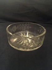 Vintage Glass Service- Salad/Dessert Bowl, Cut Floral Design about 4.5” diameter