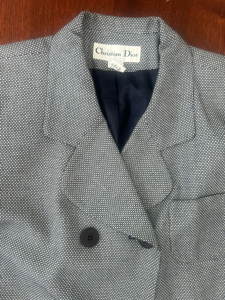 Christian Dior женщин размер 12 вискоза/льняная смесь 2 пуговицы куртка / винтажный - Изображение 3 из 4