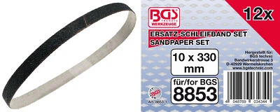 BGS Schleifbänder-Set 10mm x 330mm Schleifband für Bandscheifer 12Stück