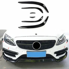 For Benz C-Class 2015-2018 ABS Black Front Bumper Canards Lip Splitter Fins 6PCS