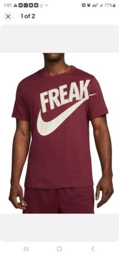 Nike Giannis Greek Freak Basketball Tshirt Burgundy Wine Red DR7645-638 Size S - Picture 3 of 5