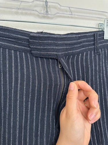 John Varvatos Pinstripe Tapered Wool Trouser Pant Navy Blue Men's 50 Waist 34 - Bild 4 von 10