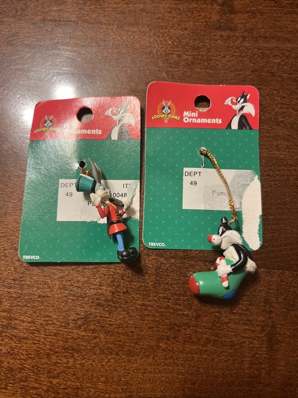 Trevco Looney Tunes Mini Ornament Set Of 2 New Miniature Need Some Cleaning