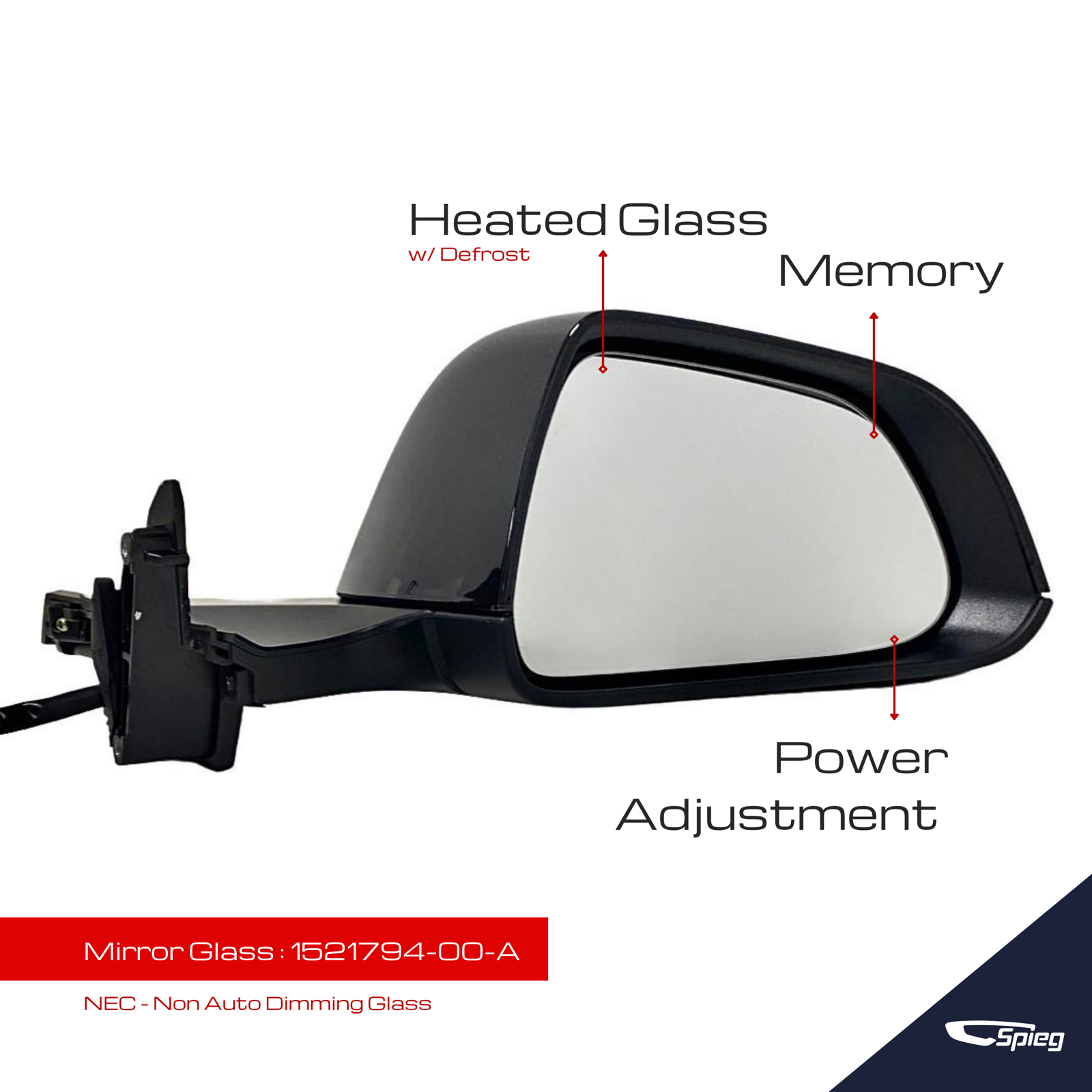 for 20212023 Tesla Model 3 Passenger Side Mirror with Memory 13pin