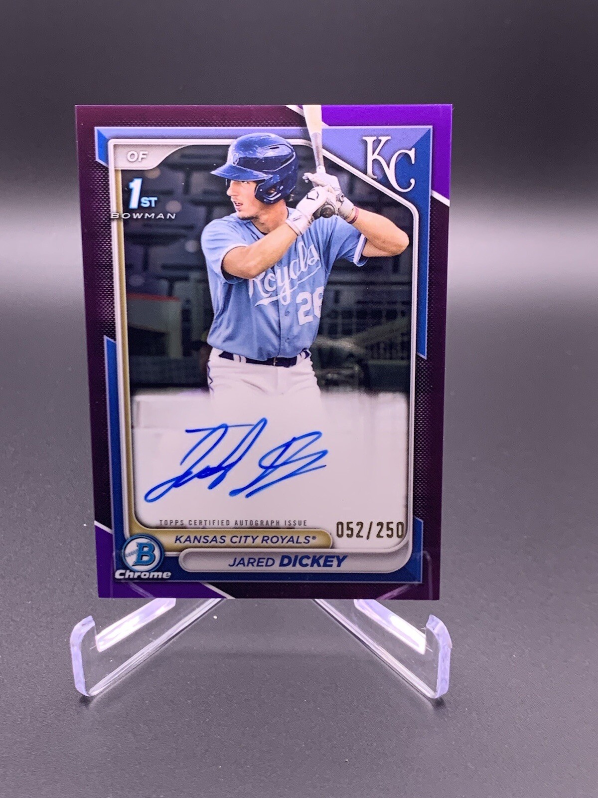 2024 Bowman Chrome Auto Purple Refractor /250 Jared Dickey #CPA-JDI 1st Royals