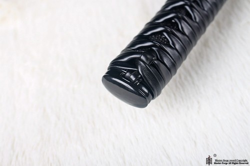Spada samurai katana giapponese fatta a mano in acciaio nero ad alto tenore di carbonio full tang affilata. - Foto 10 di 12