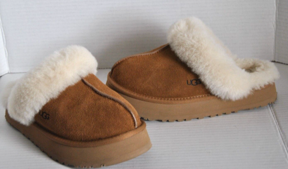 UGG Coquette Genuine Shearling Platform Slide Slippers In