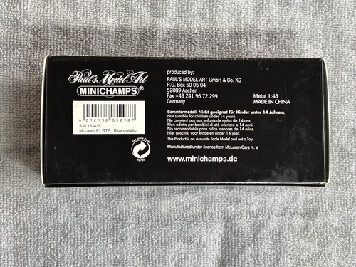 1/43 MINICHAMPS MCLAREN F1 GTR ROAD CAR VERSION BLUE METALLIC #530133435 - Picture 4 of 4
